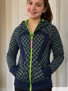 Ivivva Zip Sweater Navy/Lime Size 14